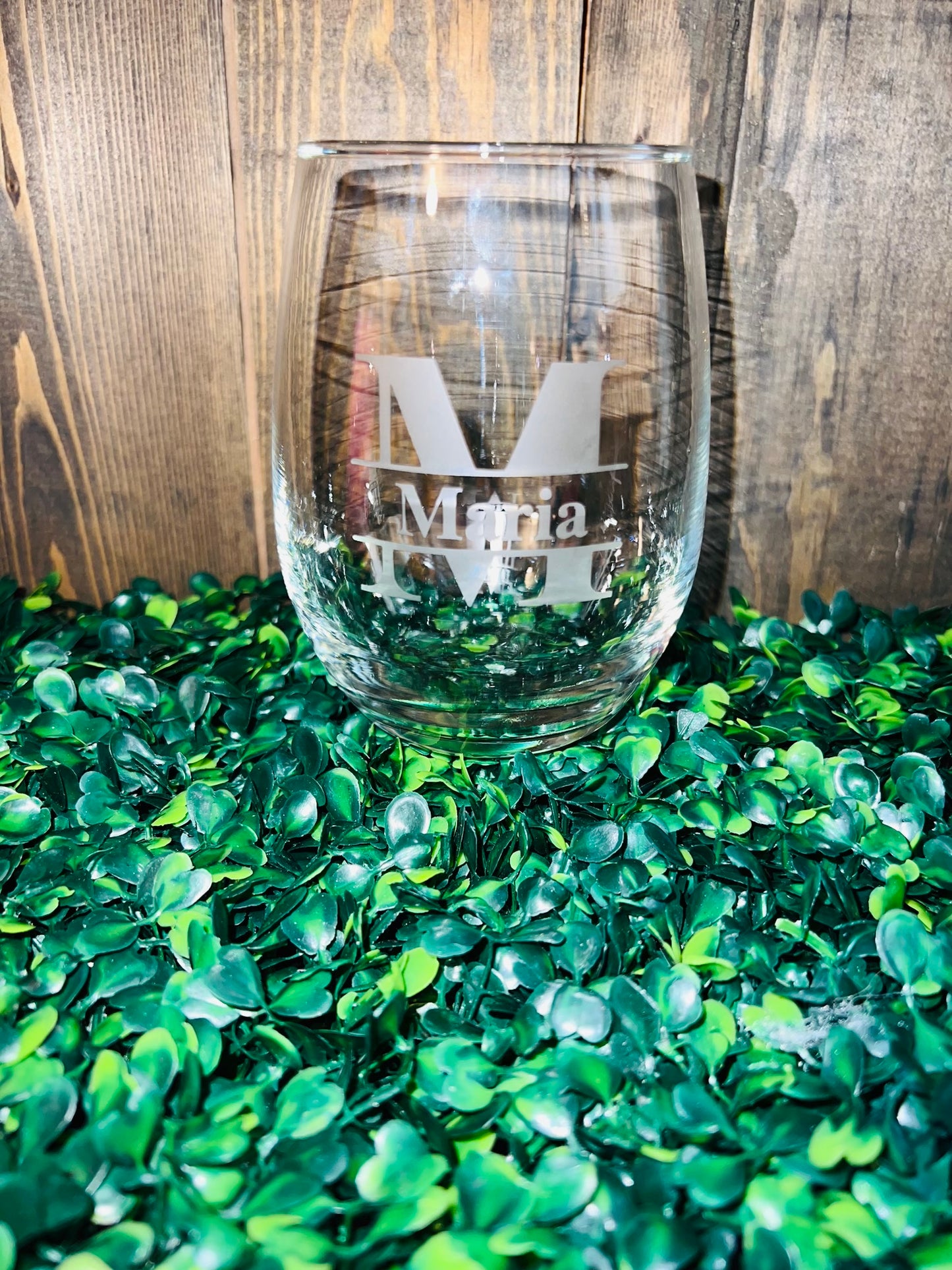 Etched Wine Glass